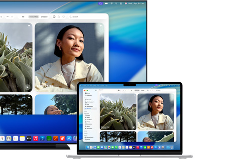A Mac sharing photos to a flat screen television using Apple AirPlay