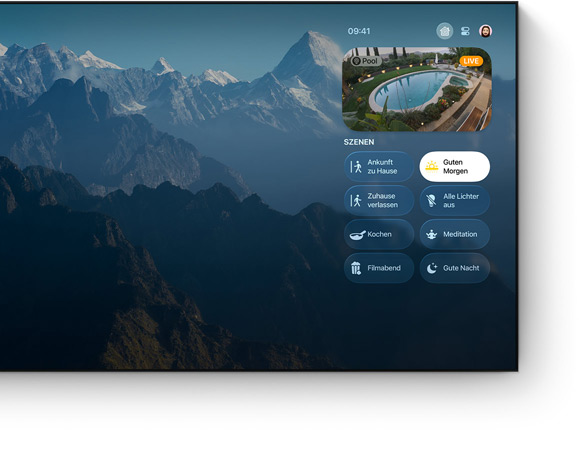 Apple TV 4K Kontrollzentrum auf einem Flachbildfernseher