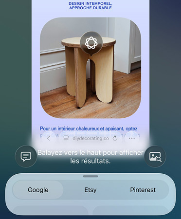 Fonctionnalité intelligence visuelle en cours d’utilisation