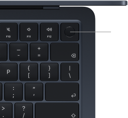 Πληκτρολόγιο MacBook Air, επάνω δεξιά, που δείχνει τη θέση του κουμπιού Touch ID
