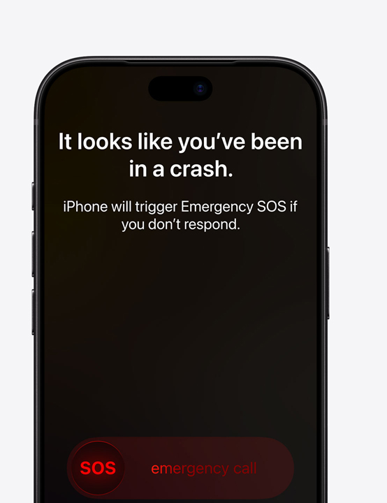 iPhone screen showing Crash Detection in use 