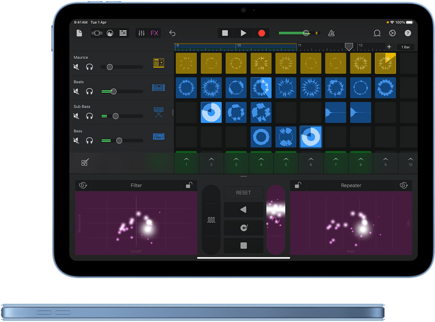 GarageBand on iPad.