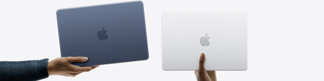 MacBook Neo laptops in more colors, each held in a different person's hand