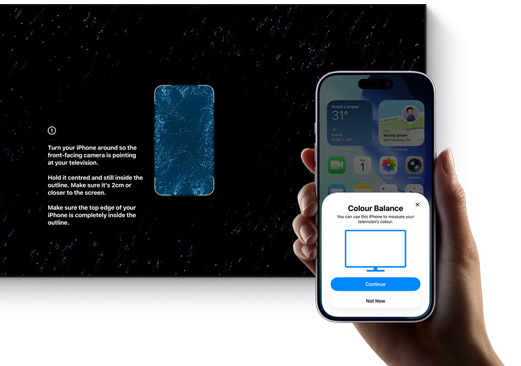 iPhone being used to colour balance a television