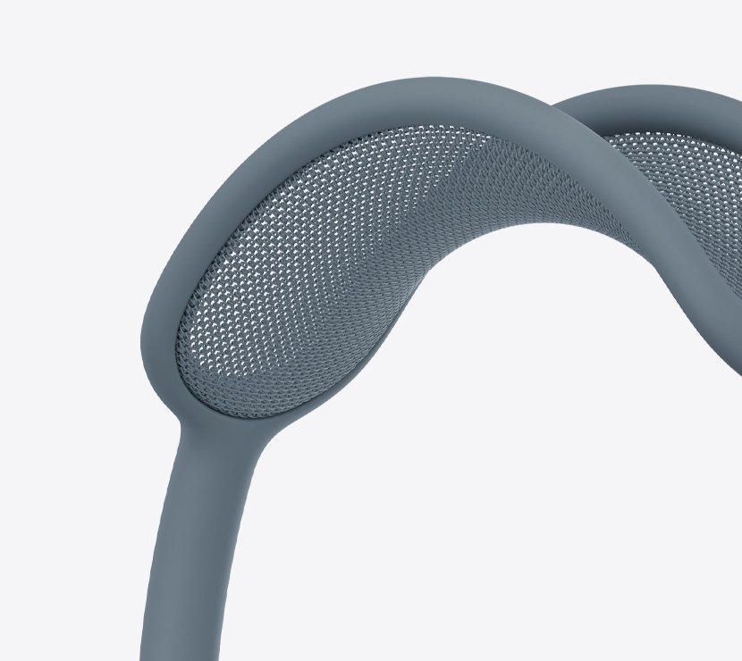 سماعات الرأس AirPods Max 2، لون أزرق، تفاصيل الإطار المحيط بالرأس المصنوع من قماش شبكي