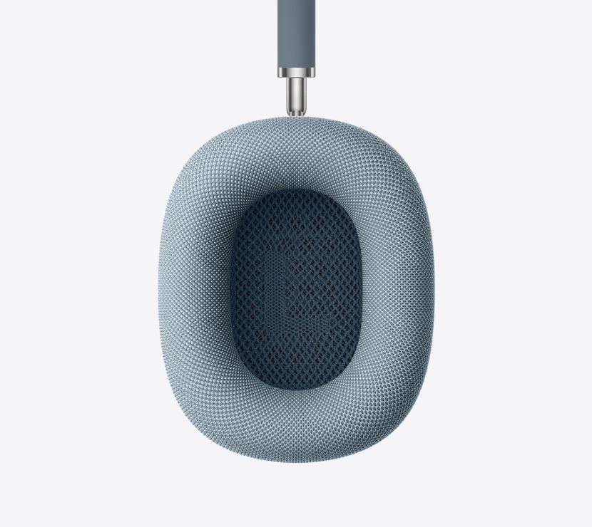 AirPods Max 2 headphones, blue color, detail of ear cushion interior