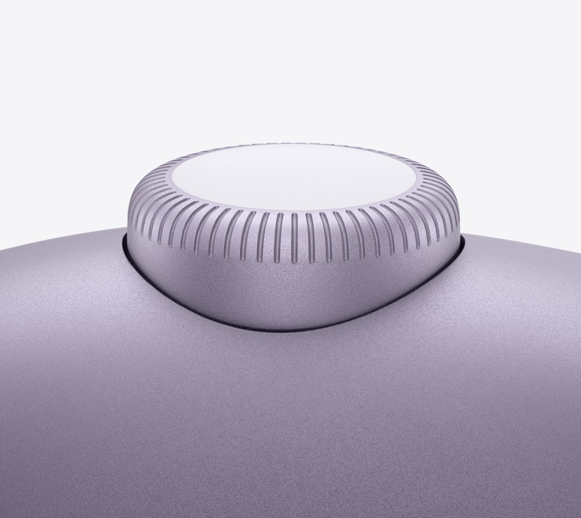 AirPods Max 2 headphones, purple color, detail of Digital Crown