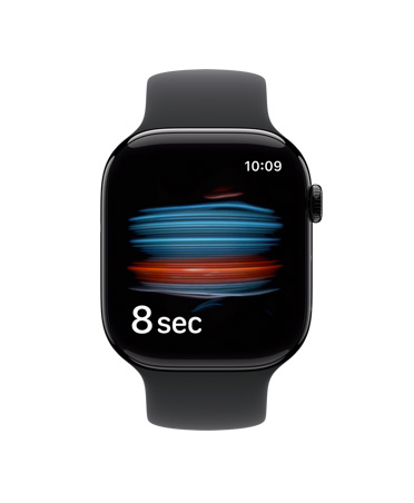Apple Watch Series 11, carcasă din aluminiu, culoare Negru diamant lucios, aplicația Sănătate măsoară nivelul oxigenului în sânge, curea Sport, culoare Negru