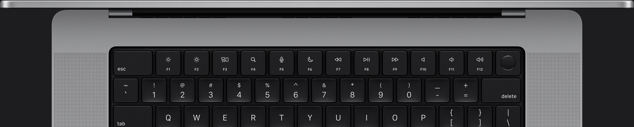 Vista desde arriba de un teclado de Mac.