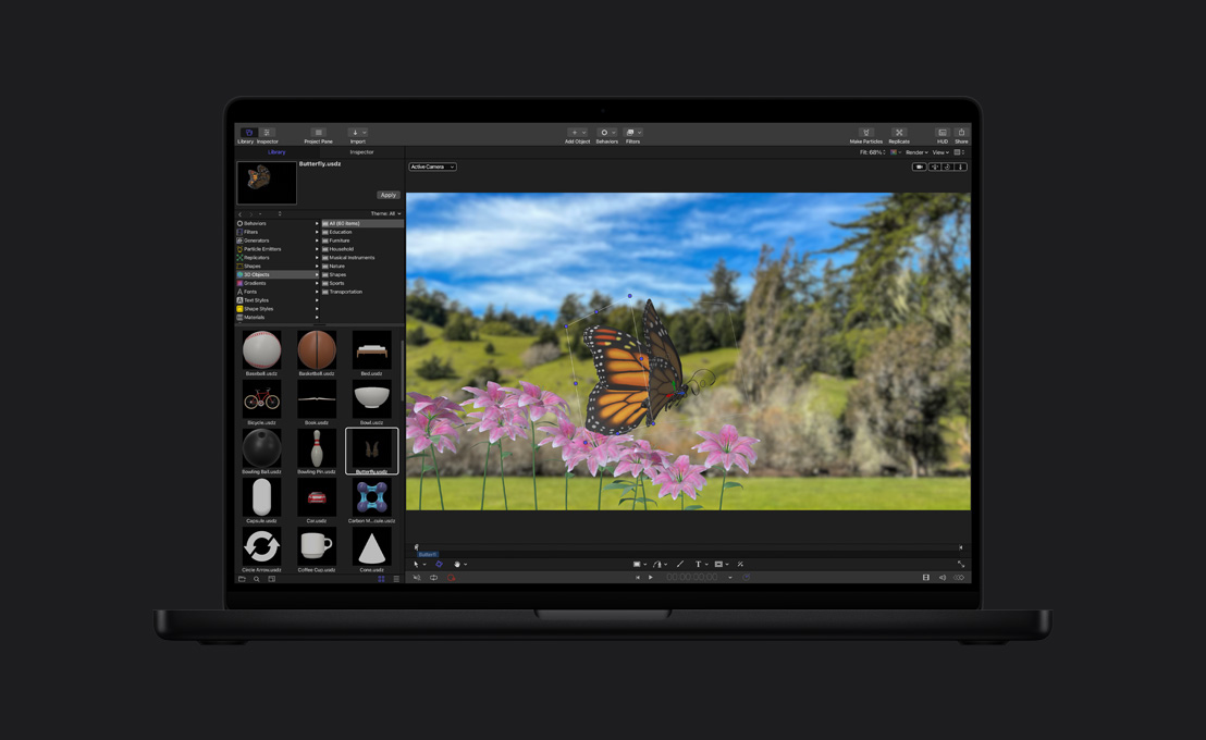 MacBook Pro 16, monarch butterfly in countryside