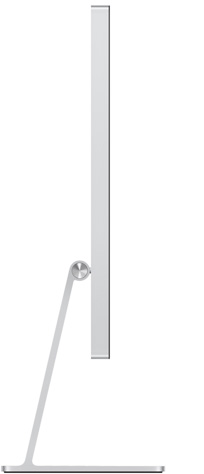 Studio Display mounted on the tilt-adjustable stand, shown from the side